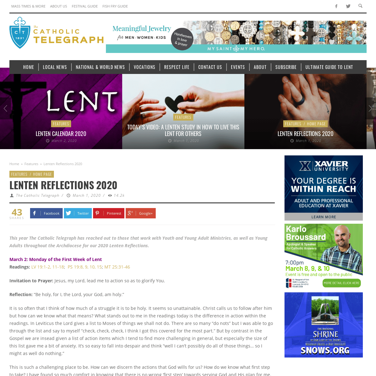 A complete backup of www.thecatholictelegraph.com/lenten-reflections-2020/63753