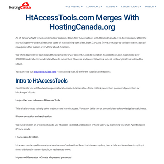 HtAccessTools.com Merges With HostingCanada.org