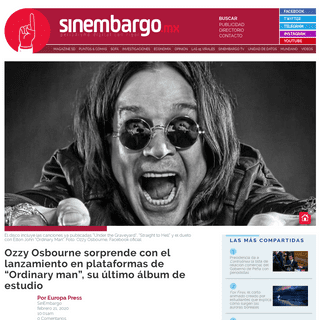 Ozzy Osbourne sorprende con el lanzamiento en plataformas de -Ordinary man-, su Ãºltimo Ã¡lbum de estudio - SinEmbargo MX
