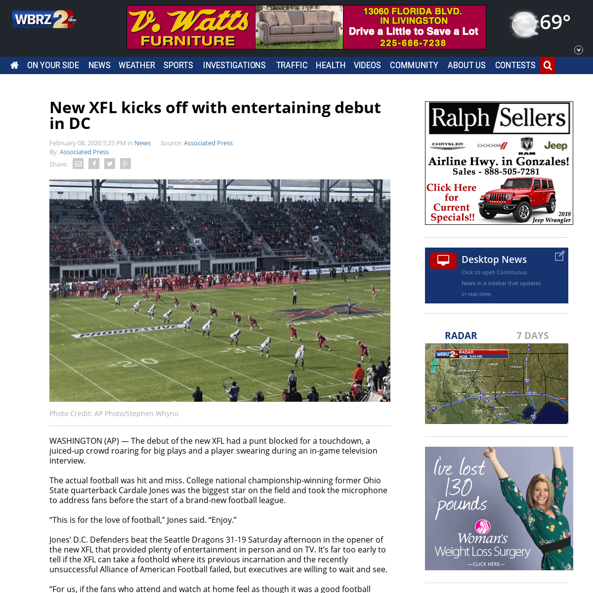A complete backup of www.wbrz.com/news/new-xfl-kicks-off-with-entertaining-debut-in-dc/