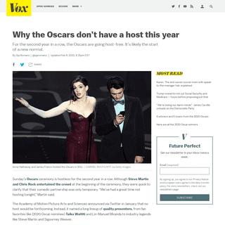 A complete backup of www.vox.com/culture/2020/2/9/21126627/oscars-host-2020-why-no-one-is-hosting