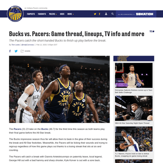 A complete backup of www.indycornrows.com/2020/2/12/21134780/bucks-vs-pacers-game-thread-lineups-tv-info-and-more-sabonis-gianni