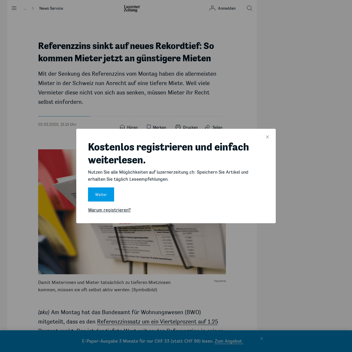 A complete backup of www.luzernerzeitung.ch/news-service/wirtschaft/referenzsinssatz-erreicht-rekordtief-so-senken-sie-jetzt-die
