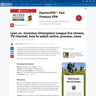 Lyon vs. Juventus- Champions League live stream, TV channel, how to watch online, preview, news - CBSSports.com