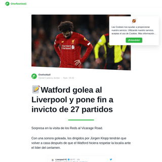 ðŸ“Watford golea al Liverpool y pone fin a invicto de 27 partidos - Onefootball EspaÃ±ol