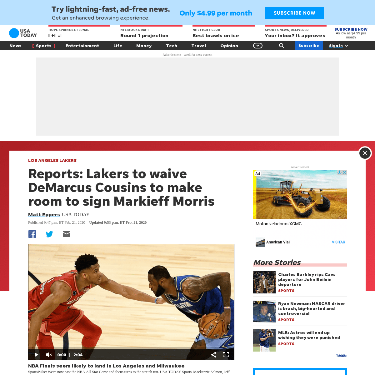 A complete backup of www.usatoday.com/story/sports/nba/lakers/2020/02/21/lakers-waive-demarcus-cousins-to-sign-markieff-morris/4