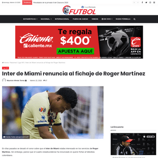 Inter de Miami renuncia al fichaje de Roger MartÃ­nez - Futbol RF