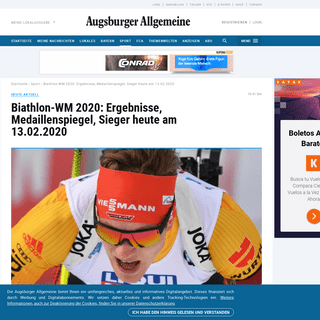 Heute aktuell- Biathlon-WM 2020- Ergebnisse, Medaillenspiegel, Sieger heute am 13.02.2020 - Sport News - Aktuelle Sportnachricht