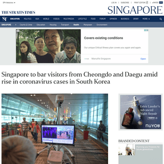 Singapore to bar visitors from Cheongdo and Daegu amid rise in coronavirus cases in South Korea, Health News & Top Stories - The