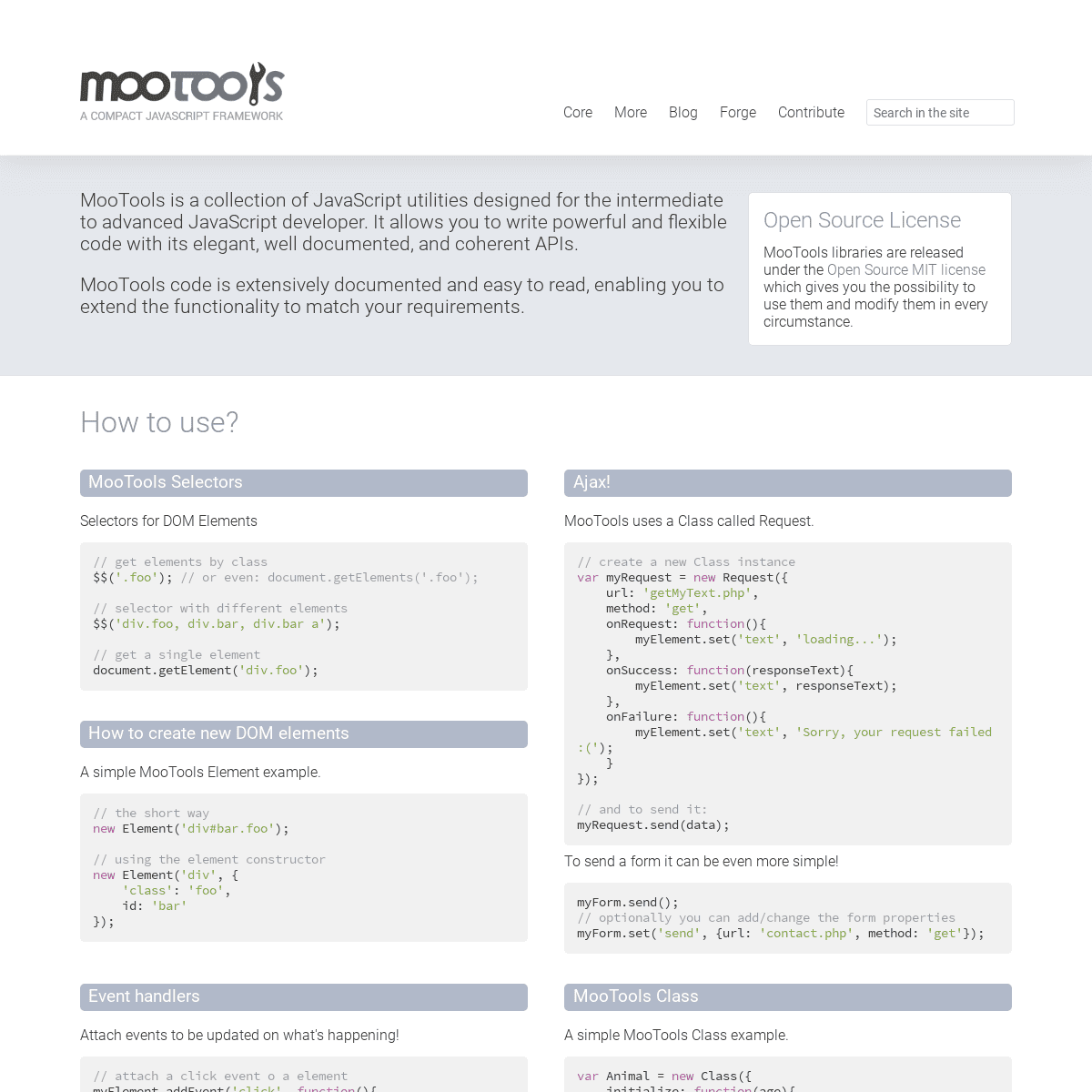 A complete backup of mootools.net