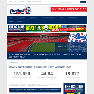 Football Ground Map - how many football grounds have you been to-