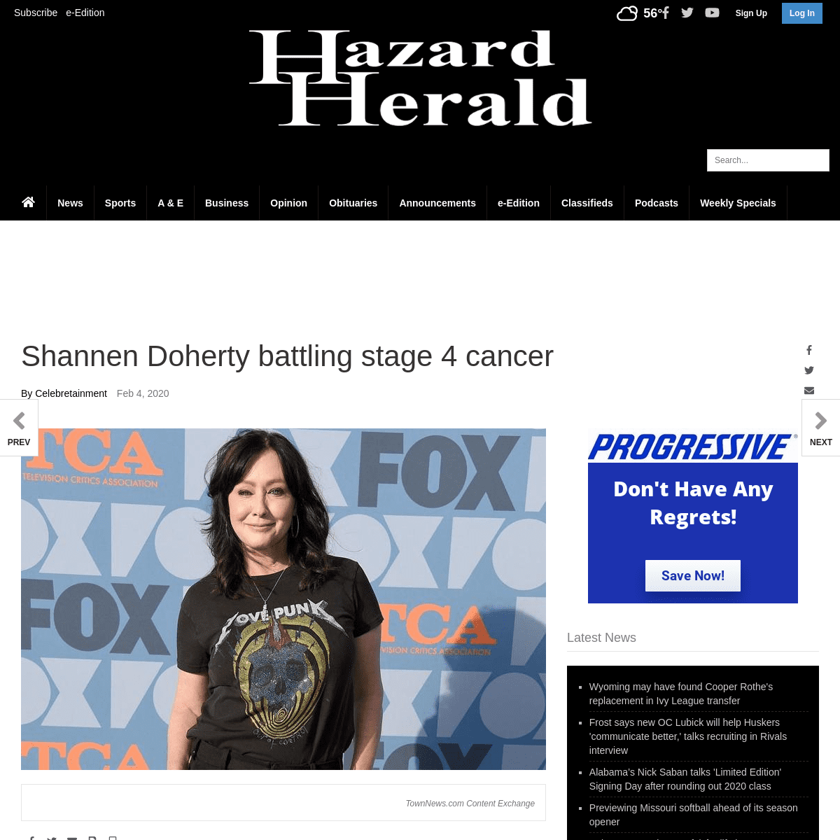 A complete backup of www.hazard-herald.com/lifestyles/entertainment/shannen-doherty-battling-stage-cancer/article_ee73f373-fef4-