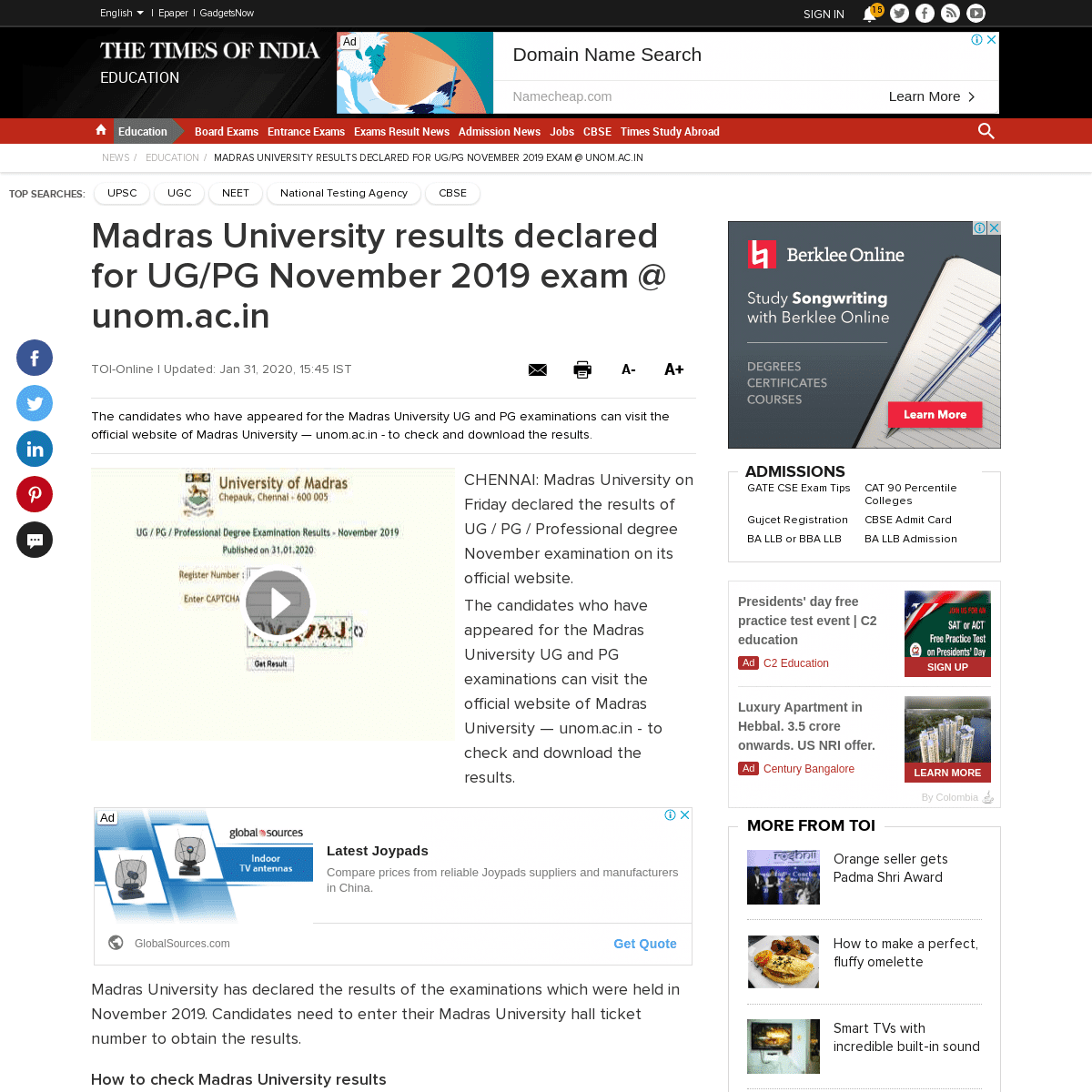 A complete backup of timesofindia.indiatimes.com/home/education/news/madras-university-results-announced-for-ug/pg-november-2019