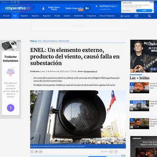 A complete backup of www.cooperativa.cl/noticias/pais/servicios-basicos/electricidad/enel-un-elemento-externo-producto-del-vient