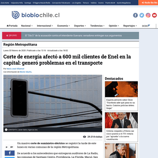 Corte de energÃ­a afectÃ³ a 600 mil clientes de Enel en la capital- generÃ³ problemas en el transporte - Nacional - BioBioChile