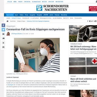 GÃ¶ppingen- Coronavirus-Fall im Kreis GÃ¶ppingen nachgewiesen - Stuttgart & Region - Zeitungsverlag Waiblingen