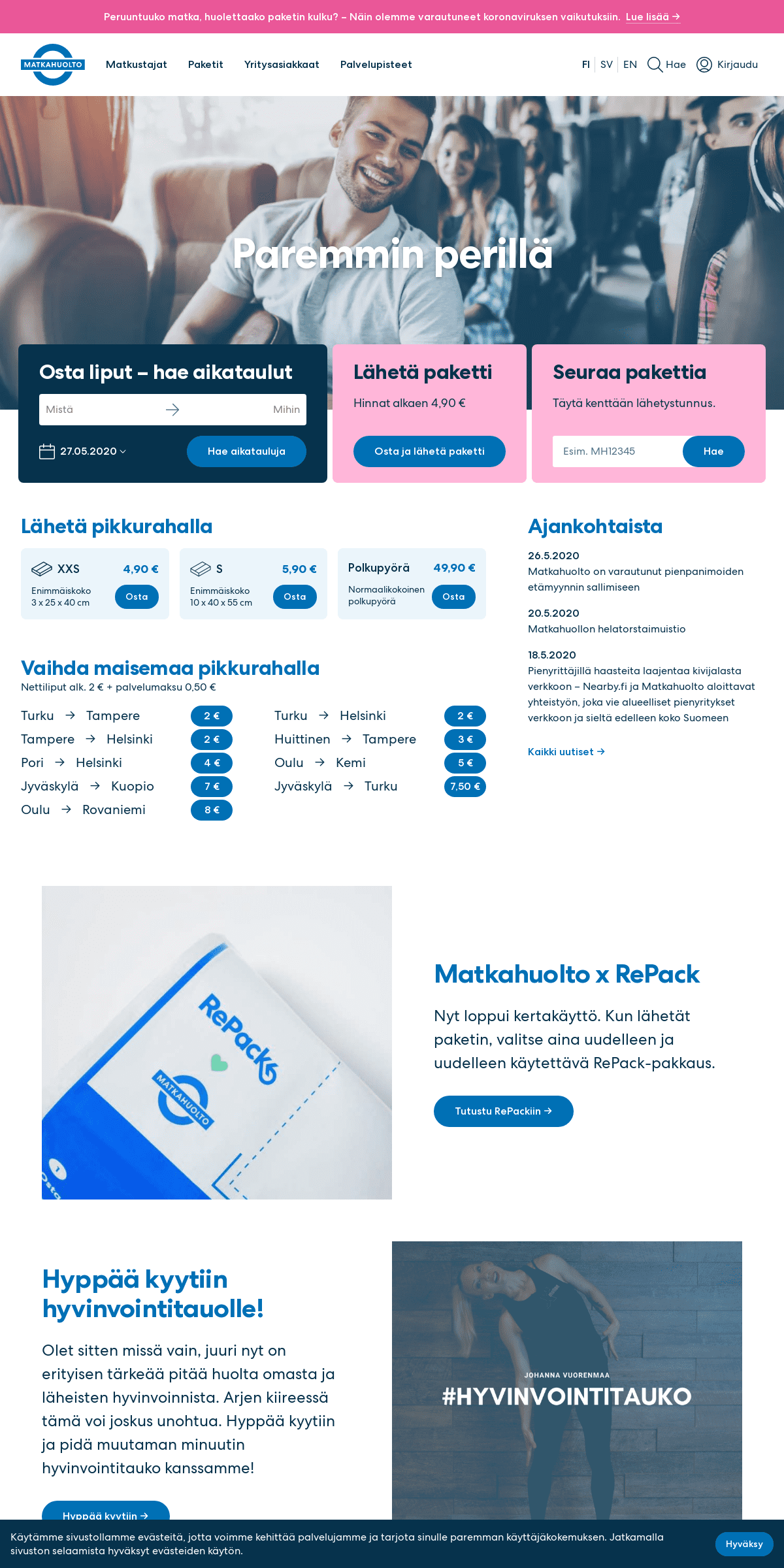A complete backup of matkahuolto.fi
