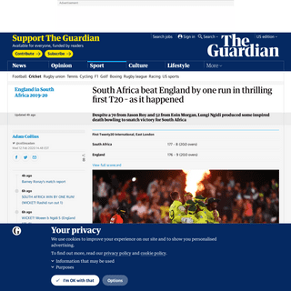 A complete backup of www.theguardian.com/sport/live/2020/feb/12/south-africa-v-england-first-t20-international-live