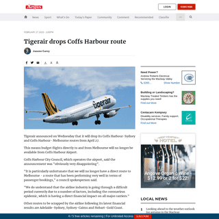 Tigerair drops Coffs Harbour route - The Macleay Argus - Kempsey, NSW