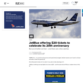 A complete backup of www.wtsp.com/article/travel/jetblue-offering-20-tickets-to-celebrate-its-20th-anniversary/67-ac34565a-285e-