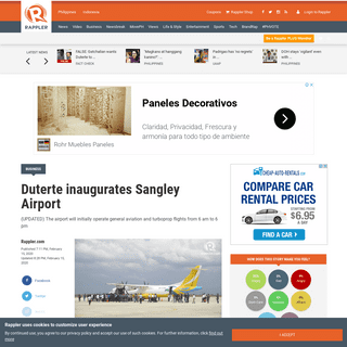 A complete backup of www.rappler.com/business/251781-duterte-inaugurate-sangley-airport-february-15-2020