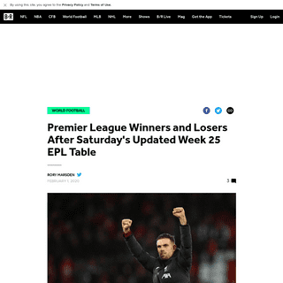 Premier League Winners and Losers After Saturday's Updated Week 25 EPL Table - Bleacher Report - Latest News, Videos and Highlig