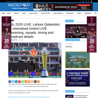 A complete backup of www.insidesport.co/psl-2020-live-lahore-qalandars-vs-islamabad-united-live-streaming-squads-timing-and-broa