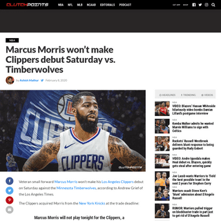 A complete backup of clutchpoints.com/clippers-news-marcus-morris-wont-make-la-debut-saturday-vs-timberwolves/