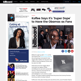 A complete backup of www.billboard.com/articles/news/awards/8549338/koffee-grammys-2020-interview-obamas-fans