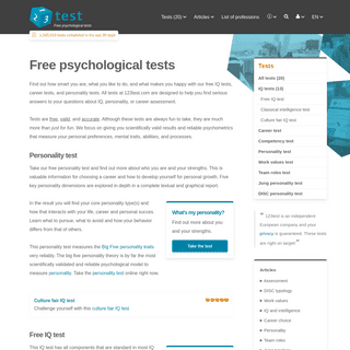 Test Yourself! Free high quality psychological tests at 123test.com