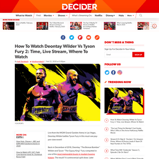 A complete backup of decider.com/2020/02/22/how-to-watch-wilder-vs-fury-online/