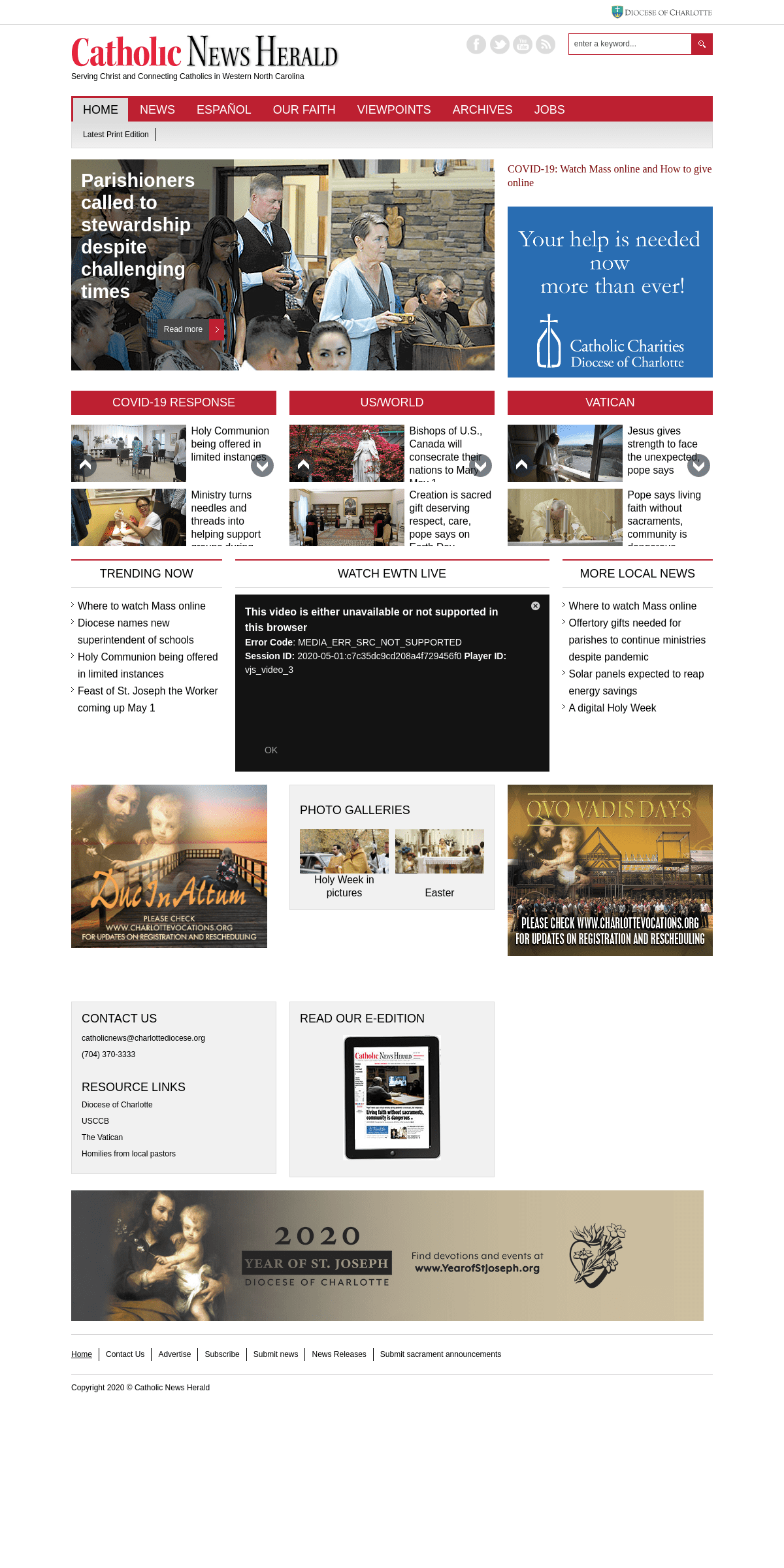 A complete backup of catholicnewsherald.com