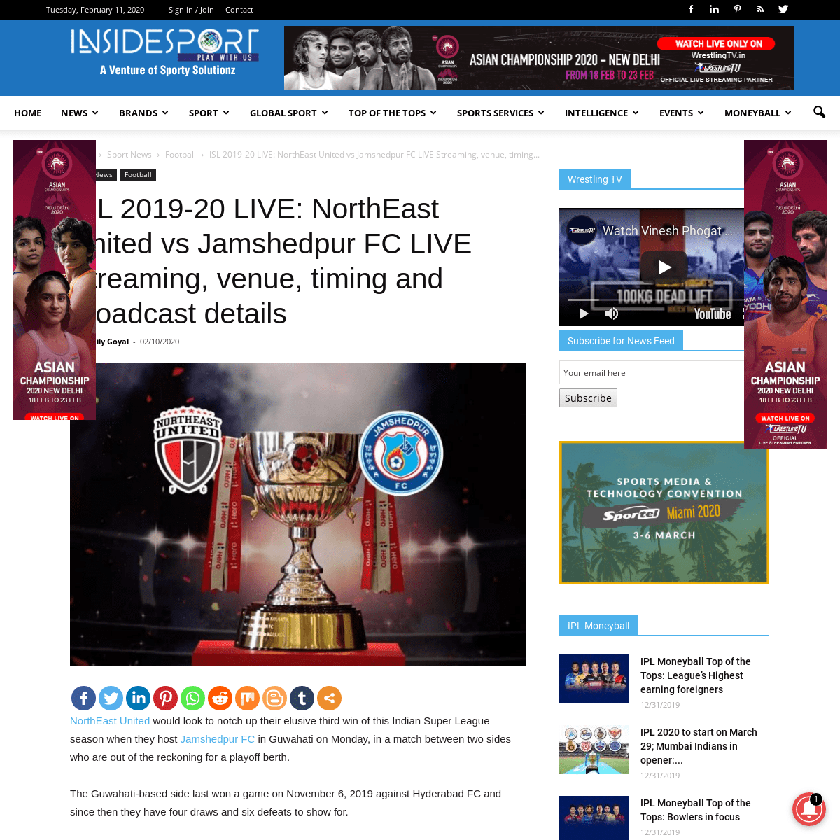 A complete backup of www.insidesport.co/isl-2019-20-live-northeast-united-vs-jamshedpur-fc-live-streaming-venue-timing-and-broad