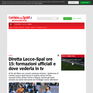 Diretta Lecce-Spal ore 15- formazioni ufficiali e dove vederla in tv - Corriere dello Sport