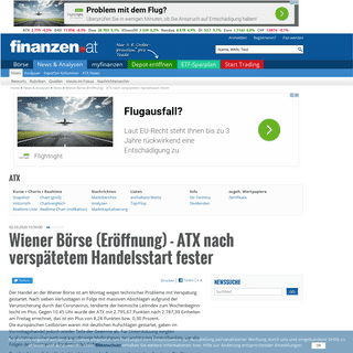 Wiener BÃ¶rse (ErÃ¶ffnung) - ATX nach verspÃ¤tetem Handelsstart fester - 02.03.20 - finanzen.at