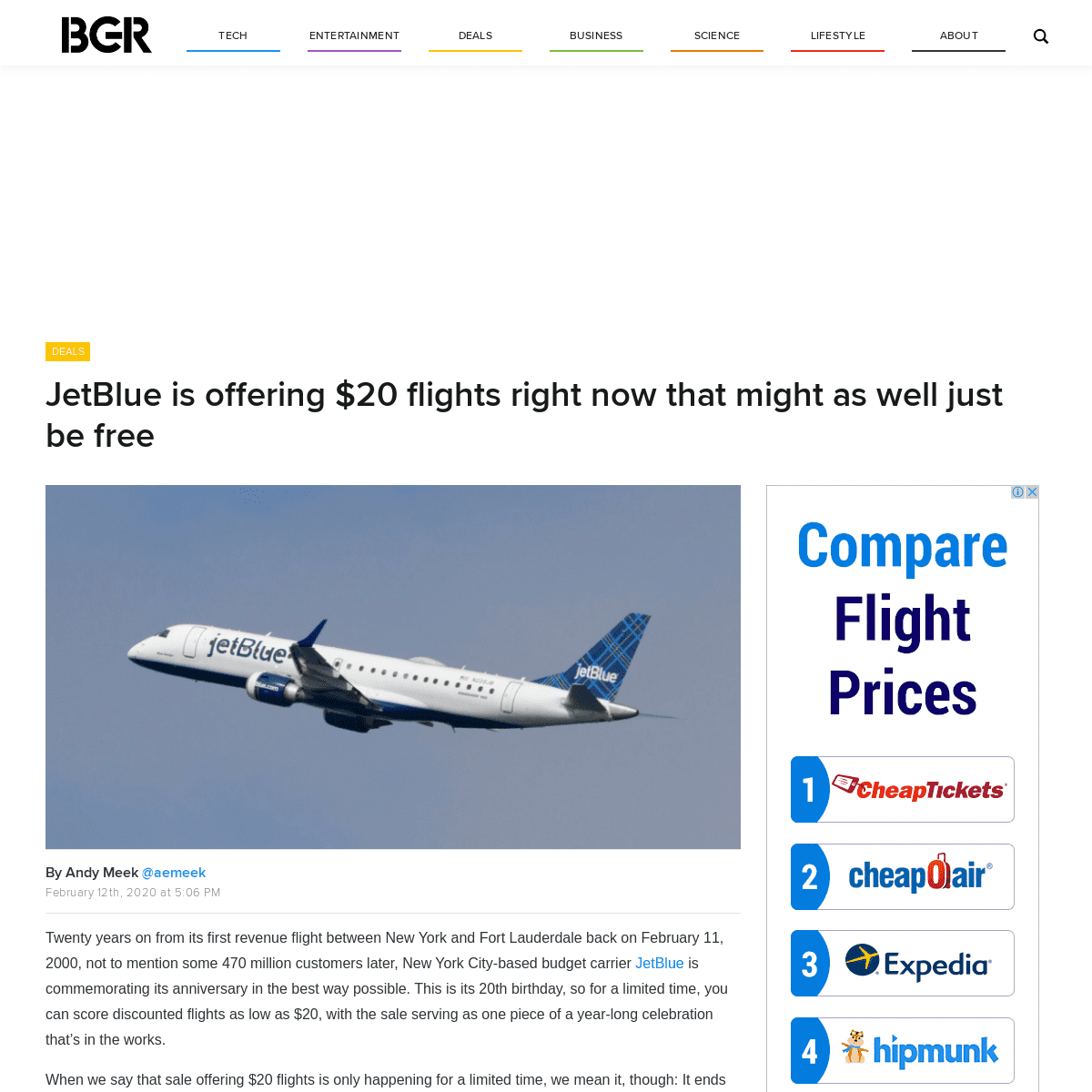 A complete backup of bgr.com/2020/02/12/cheap-flights-jetblue-fare-sale-20th-anniversary/