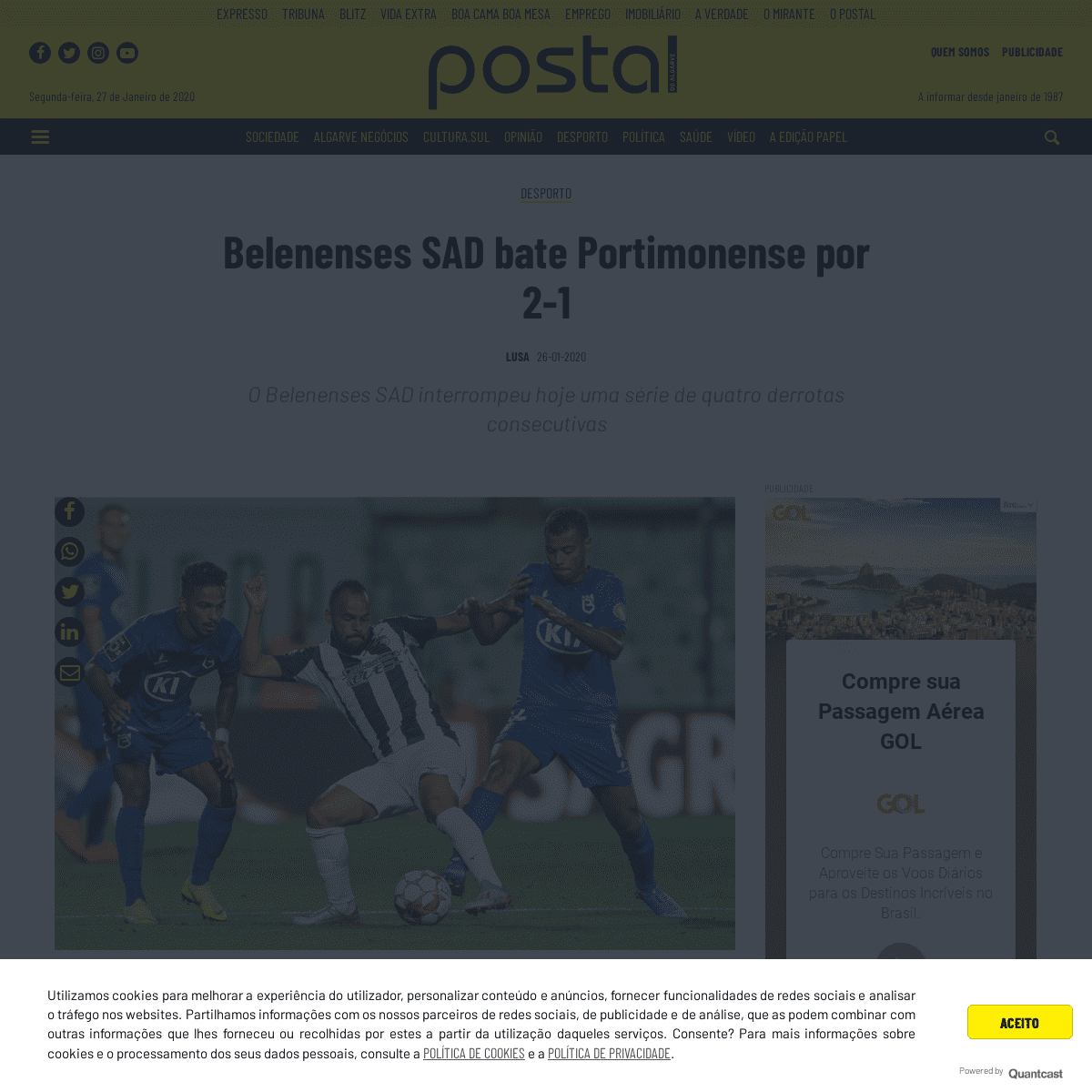 A complete backup of postal.pt/desporto/2020-01-26-Belenenses-SAD-bate-Portimonense-por-2-1