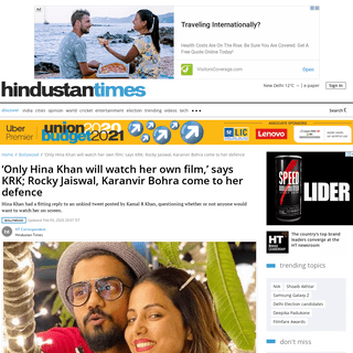 A complete backup of www.hindustantimes.com/bollywood/only-hina-khan-will-watch-her-own-film-says-krk-rocky-jaiswal-karanvir-boh