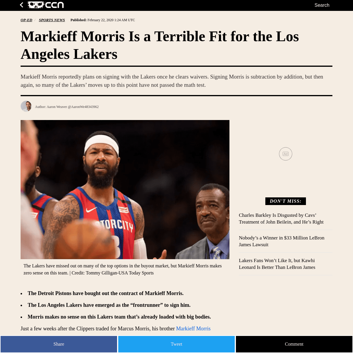 Markieff Morris Is a Terrible Fit for the Los Angeles Lakers