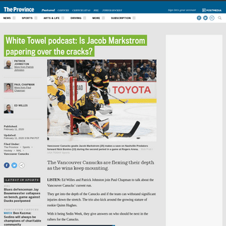 A complete backup of theprovince.com/sports/hockey/nhl/vancouver-canucks/white-towel-podcast-is-jacob-markstrom-papering-over-th