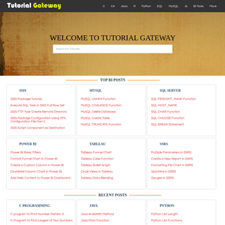 Tutorial Gateway - Tutorials on C, Python, SQL, MSBI, Tableau