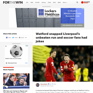 Watford snapped Liverpoolâ€™s unbeaten run and soccer fans had jokes