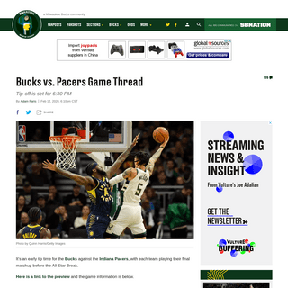A complete backup of www.brewhoop.com/2020/2/12/21134484/bucks-vs-pacers-game-thread