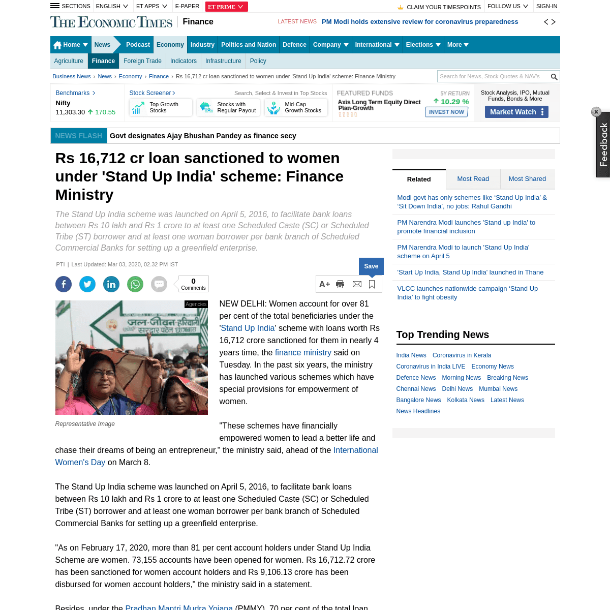 A complete backup of economictimes.indiatimes.com/news/economy/finance/rs-16712-cr-loan-sanctioned-to-women-under-stand-up-india