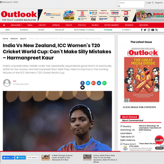 India Vs New Zealand, ICC Women's T20 Cricket World Cup- Can't Make Silly Mistakes â€“ Harmanpreet Kaur
