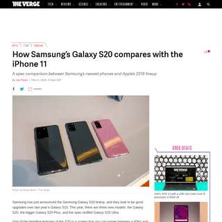 A complete backup of www.theverge.com/2020/2/11/21129013/samsung-galaxy-s20-iphone-11-comparison-specs-features-price