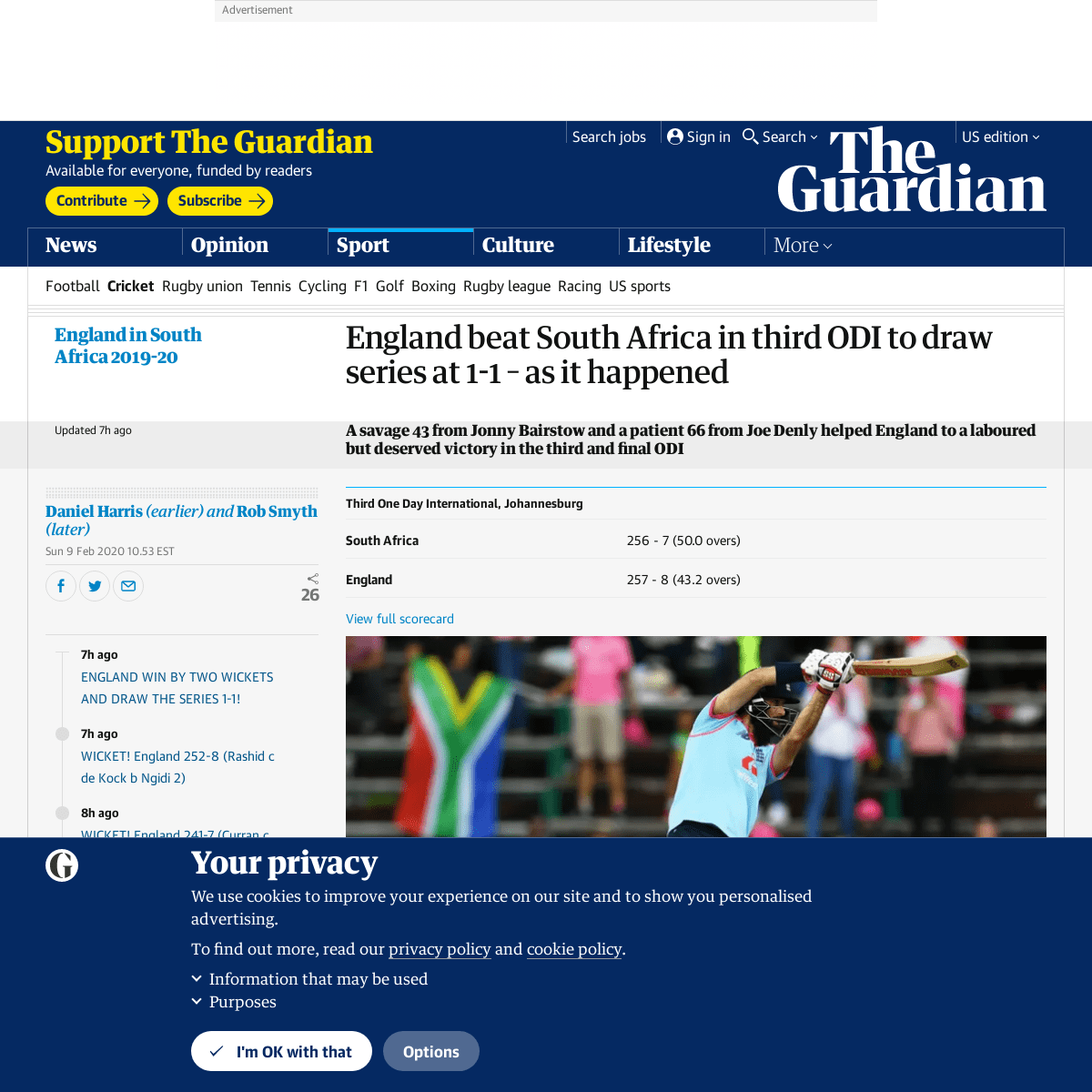 A complete backup of www.theguardian.com/sport/live/2020/feb/09/south-africa-england-third-odi-live