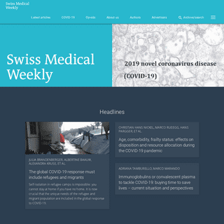 Swiss Medical Weekly - Current issue