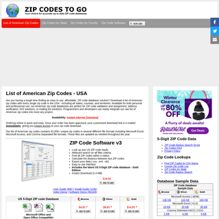 ZIP Code Software - Complete List of American Zip Codes - 5-Digit ZIP Code Database Downloads
