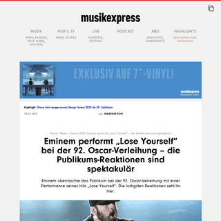 A complete backup of www.musikexpress.de/eminem-performt-lose-yourself-bei-der-92-oscar-verleihung-die-publikums-reaktionen-sind
